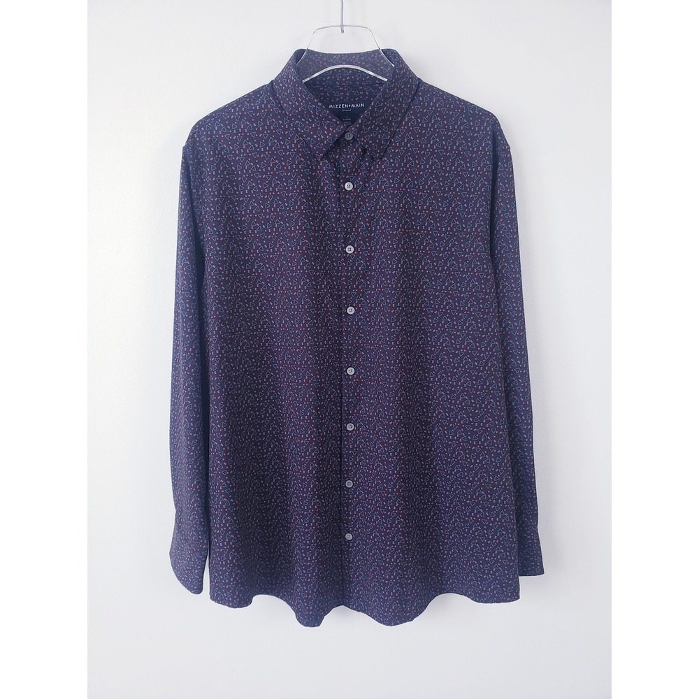 Mizzen+Main Button Down Navy Pool Billiard Ball Print Leeward Classic Large